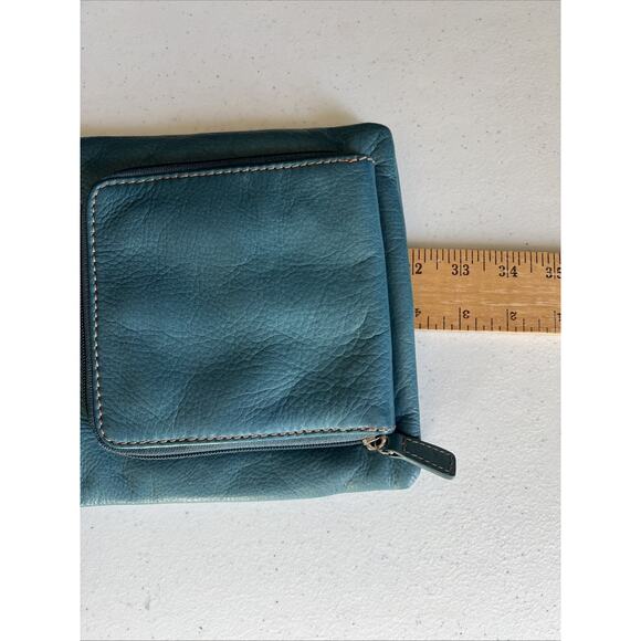 Fossil turquoise crossover leather bag purse hobo y2k vintage shoulder blue - Picture 11 of 11